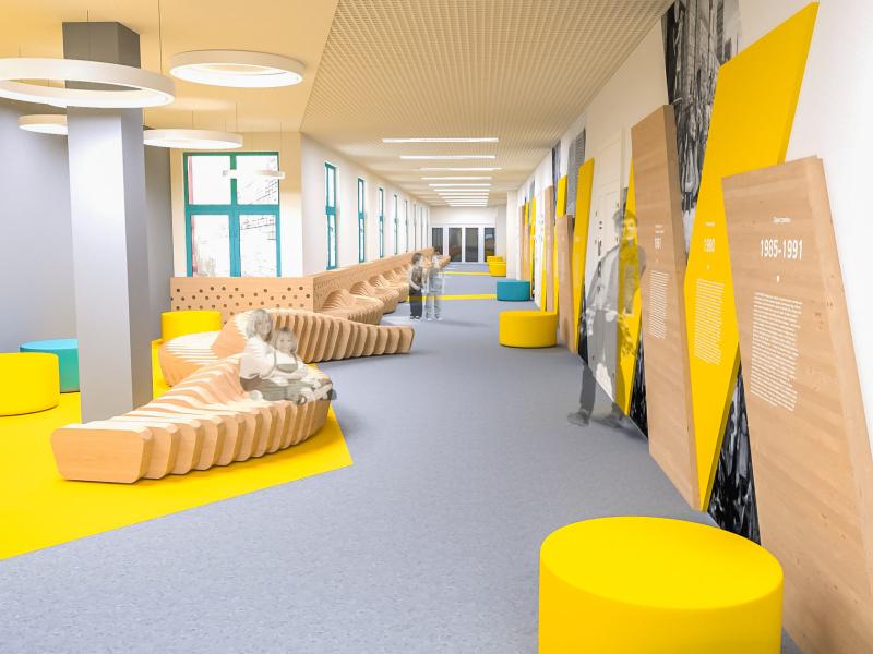 Какими качествами должна обладать мебель для холлов и коридоров в школе?