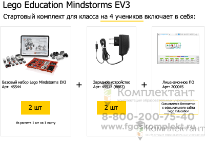 Стартовый комплект MINDSTORMS Education EV3 LEGO на 4 ученика legostart1 (7+)